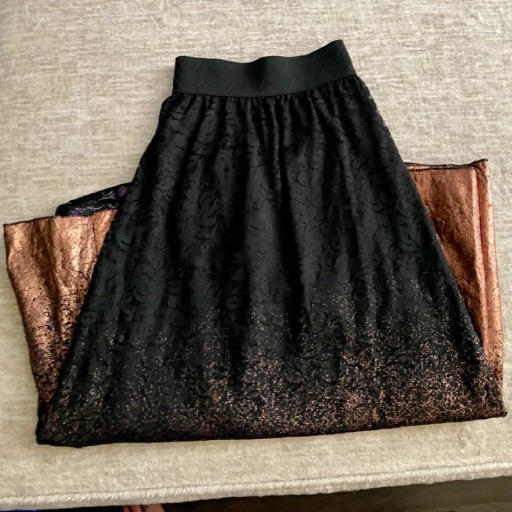 Lularoe Midi Skirt, 2XL, black & gold - Picture 2 of 7